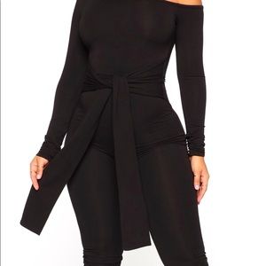 Fashion nova black wrap around jumpsuit